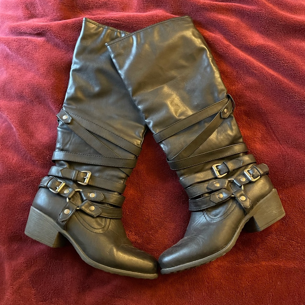 Black knee high boots